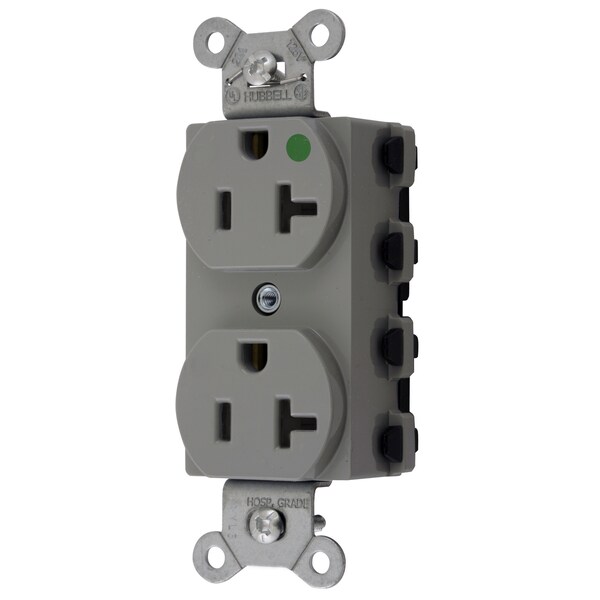 Straight Blade Receptacle, 5-20R, 20 A, 125V AC, 2 Pole, 3 Wire, Grounded